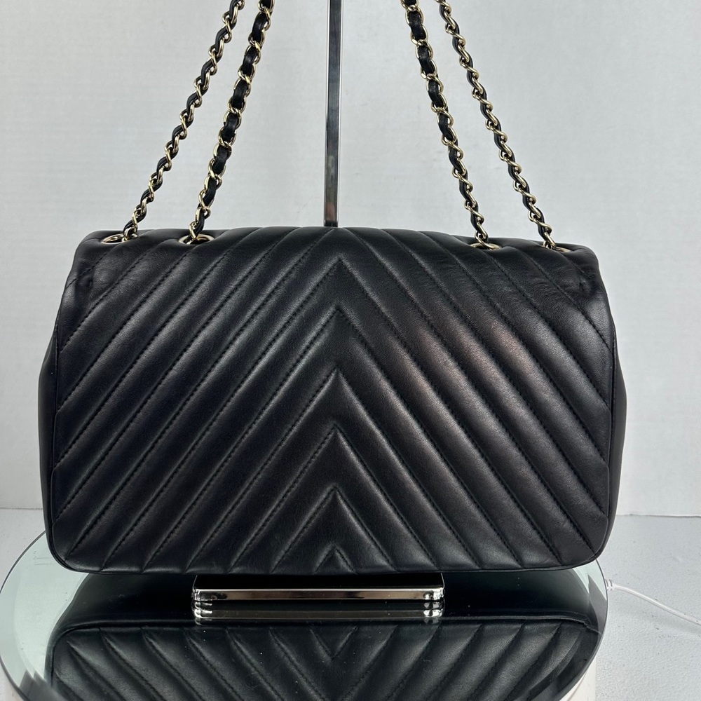 CHANEL CC CHAIN FLAP LEATHER SHOULDER/CROSSBODY BAG JUMBO - Picture 3 of 15